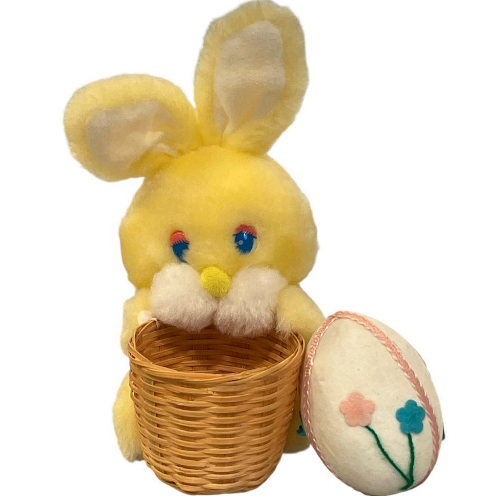 Vtg Liberty Bell Easter Bunny Rabbit with Basket and Egg Plush Stuffed Animal 7"